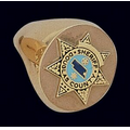 Corporate Signet 10K Gold Men's Ring W/ Sheriff Badge Center
